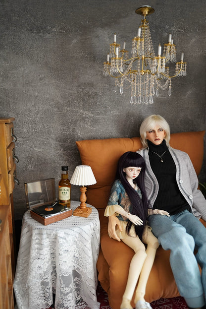 Lámpara de araña de cristal en miniatura para casa de muñecas BJD a escala 1:3, decoración para bodas, escaparate, regalo de lujo para vacaciones.