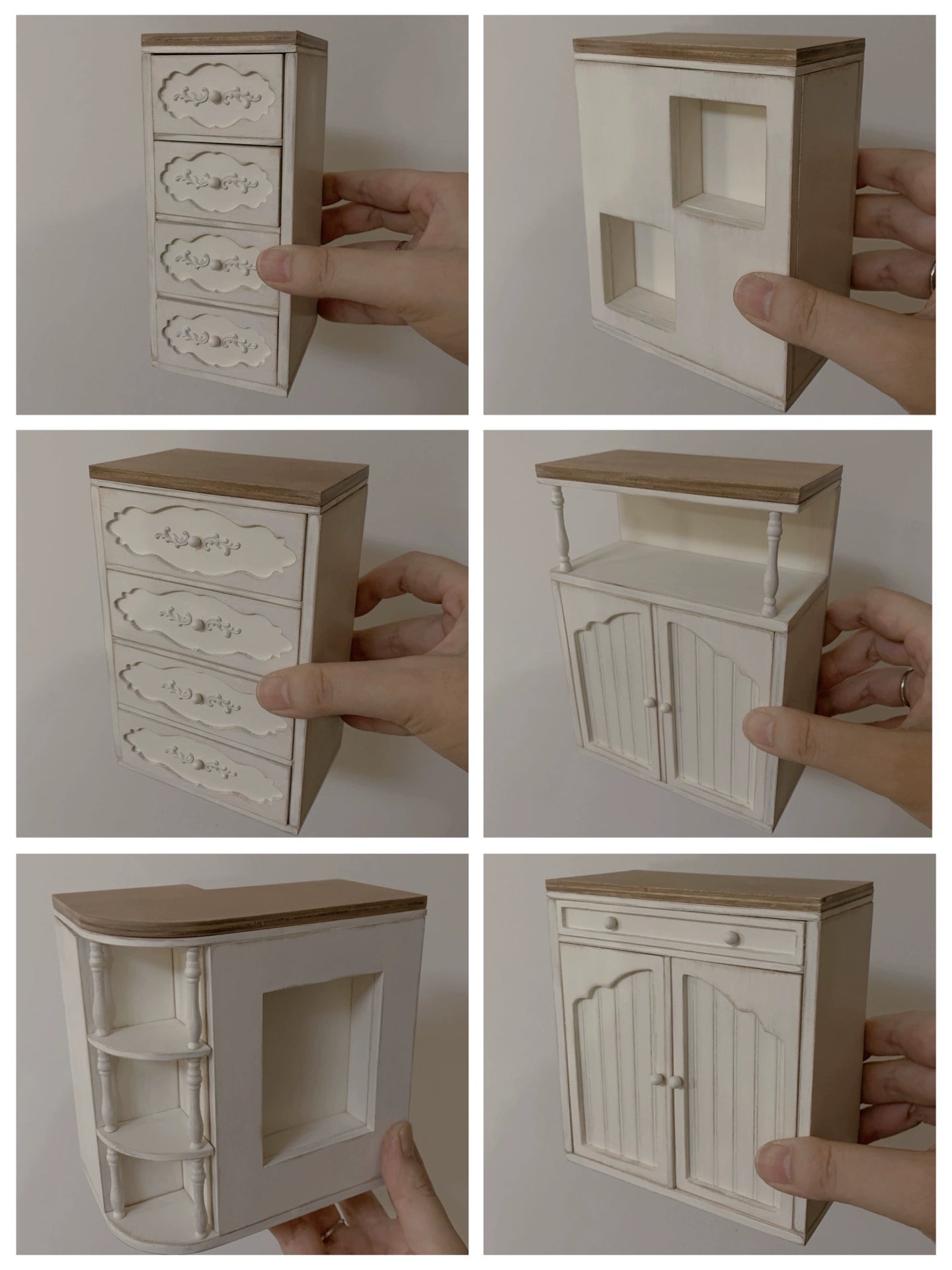 1:12 Scale Miniature Wooden Cabinet Vintage Distressed Display Dresser For Dollhouse Living Room
