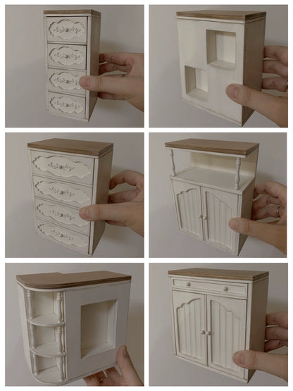 1:12 Scale Miniature Wooden Cabinet Vintage Distressed Display Dresser For Dollhouse Living Room