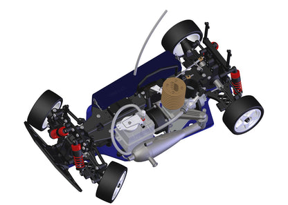 Modèle 3D de voiture de course télécommandée Kyosho Nitro à l'échelle 1:10, données de plan