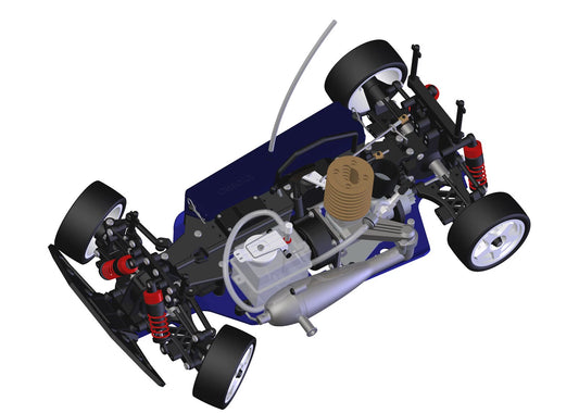 Archivos de modelos 3D de coches de carreras Kyosho Nitro a control remoto a escala 1:10, datos de planos