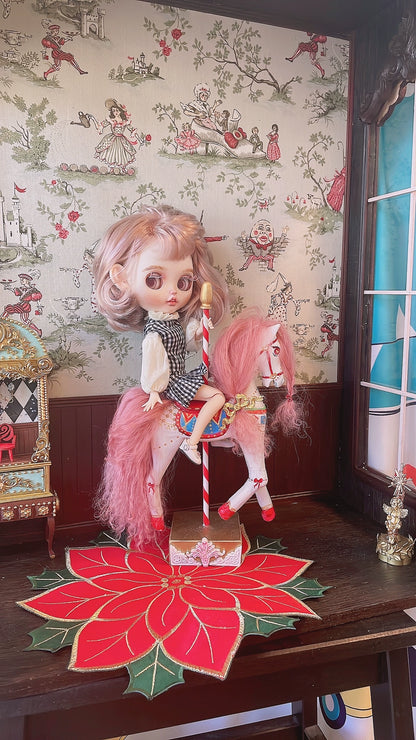 1:6 Scale Blythe Doll Stand Carousel Miniature Dollhouse Furniture Circus Theme