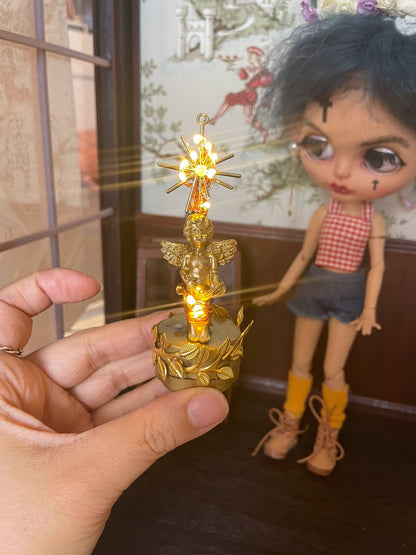 1:6 Scale Miniature European Angel Table Lamp For Blythe Dollhouse Accessories