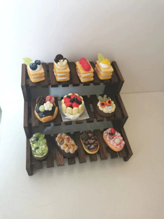 Estante de exhibición de madera a escala 1:12, muebles de casa de muñecas en miniatura para sala de estar