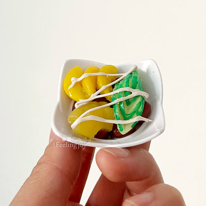 Accesorios para casa de muñecas BJD a escala 1:6, Blythe, té de la tarde, ensalada en miniatura, accesorios para escena, modelo de juego de comida en miniatura, candelabro, silla