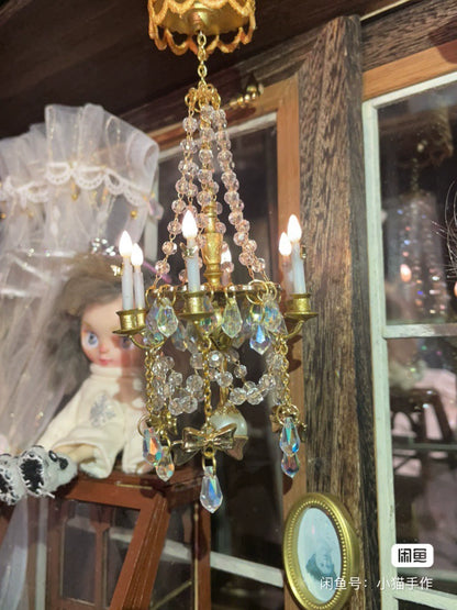 Lustre miniature pour maison de poupée Blythe, échelle 1:12, avec télécommande sans fil