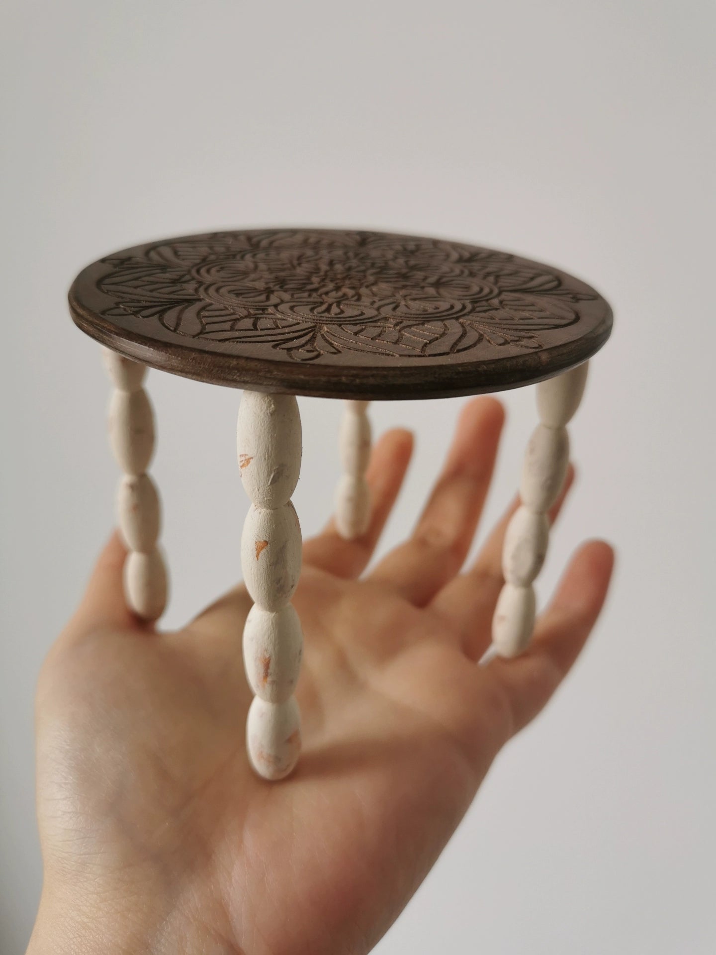 1:6 Scale Vintage Carved Tea Table Miniature Furniture For Blythe BJD Dollhouse