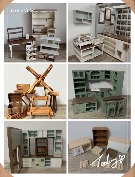 1:6 Scale Nordic Style Miniature Furniture For Blythe And Ob11 Dolls Custom Handmade Wooden Cabinet Living Room Decor