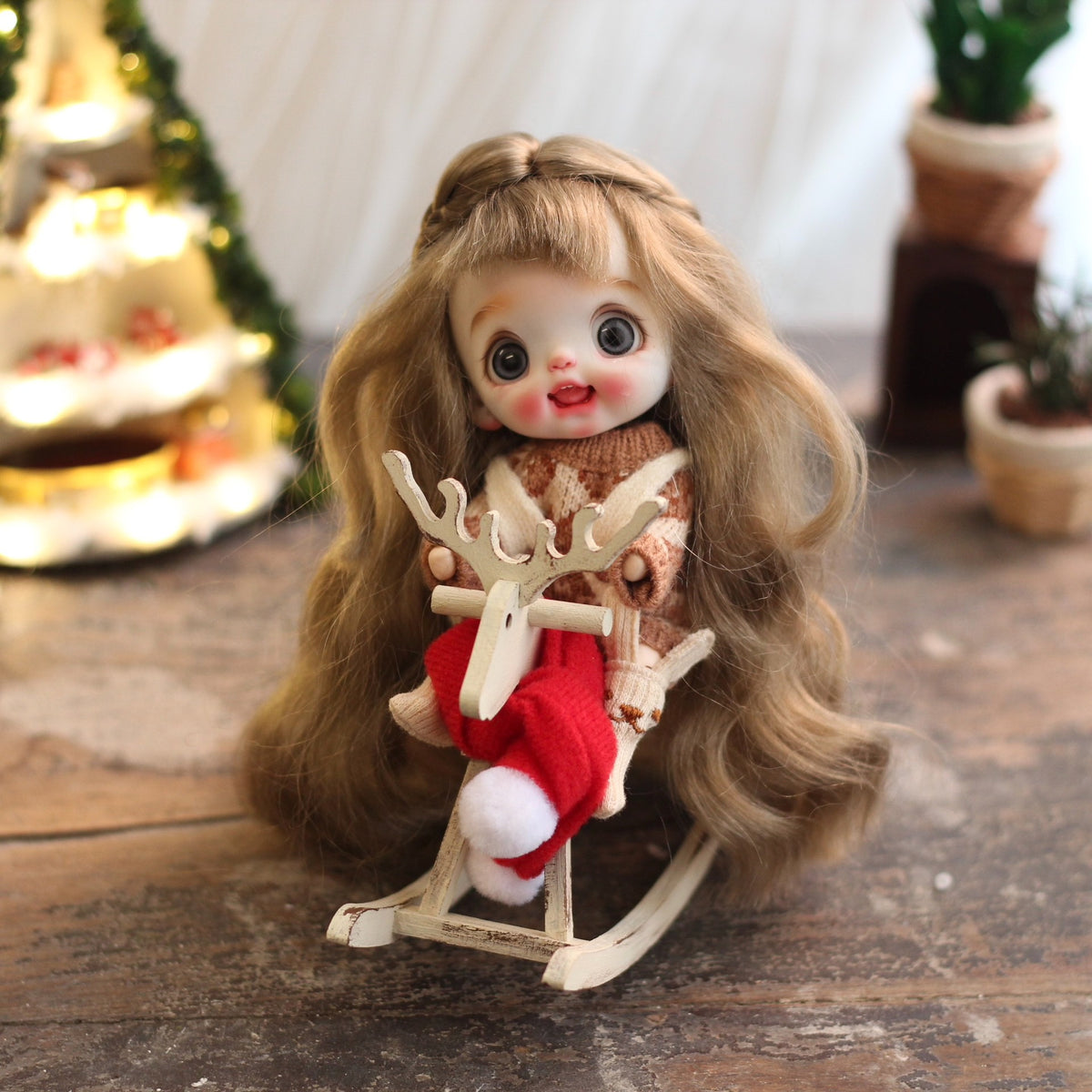 Miniature Christmas Deer Antler Small Wooden Horse Material Kit