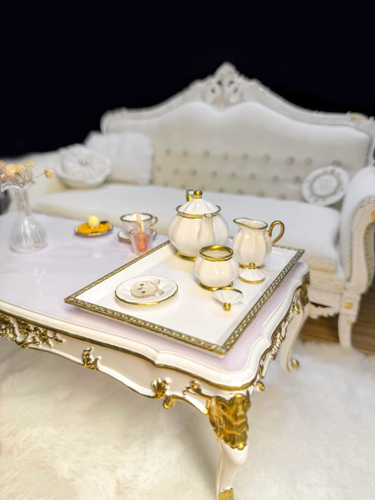 Service à thé européen miniature à l'échelle 1:6, meubles et accessoires pour maison de poupée BJD