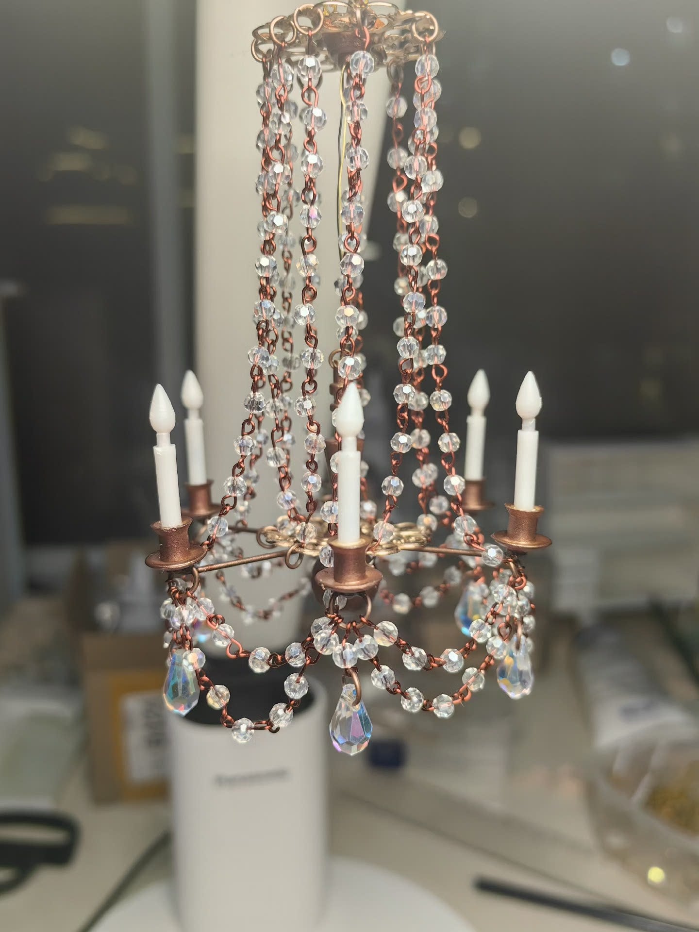 Lustre miniature en cristal à l'échelle 1:6 pour maison de poupée BJD Blythe Barbie