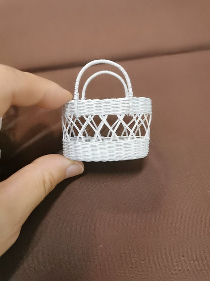 1:6 Scale Miniature Woven Basket Dollhouse Accessory For Blythe Doll Photography Prop