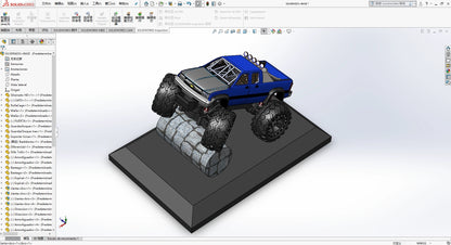 1:6 Scale Chevrolet Monster Truck Crawler 3D Design Blueprint Miniature Model