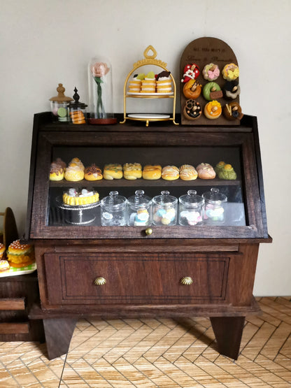 Juego de muebles en miniatura de nogal negro a escala 1:12 para casa de muñecas