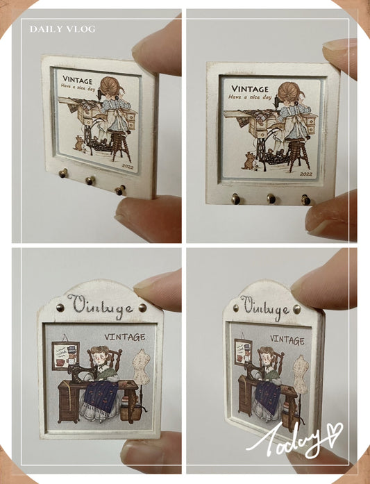 1:12 Scale Miniature Dollhouse Furniture Vintage Picture Frame Shelf Display Miniature Handmade Decor