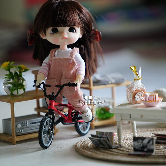 Bicicleta en miniatura a escala 1:12 para casa de muñecas BJD, accesorios para escena forestal para GSC Molly