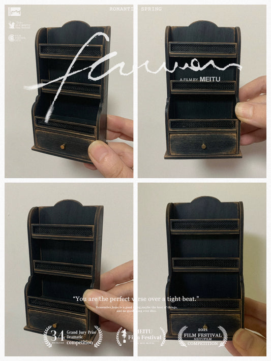 1:6 Scale Black Storage Cabinet Miniature Dollhouse Furniture Wall Mounted Cupboard Shelf