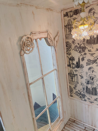 Vitrine miniature pour maison de poupée Blythe, échelle 1:6, motif rose rétro