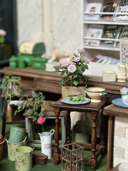 1:6 Scale Miniature Moonlight Rose Potted Plant For Blythe Dollhouse Decor