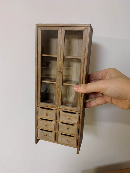 1:6 Scale Vintage Distressed Wooden Cabinet Bookshelf Sideboard Miniature Dollhouse Furniture For Blythe Dolls