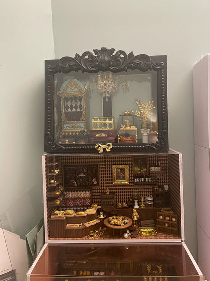 Vitrina de iluminación para casa de muñecas en miniatura a escala 1:12 con temática de gato, envío gratis