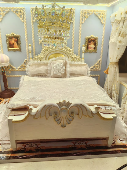 Lit miniature à l'échelle 1:6 pour maison de poupée BJD, meubles et accessoires de scène miniatures