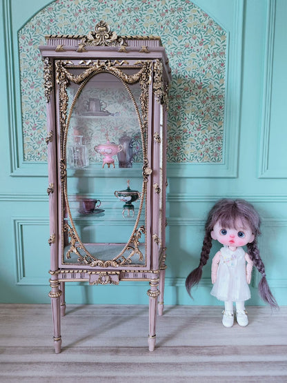 Gabinete de madera a escala 1:12, casa de muñecas en miniatura, mueble de almacenamiento, decoración para sala de estar