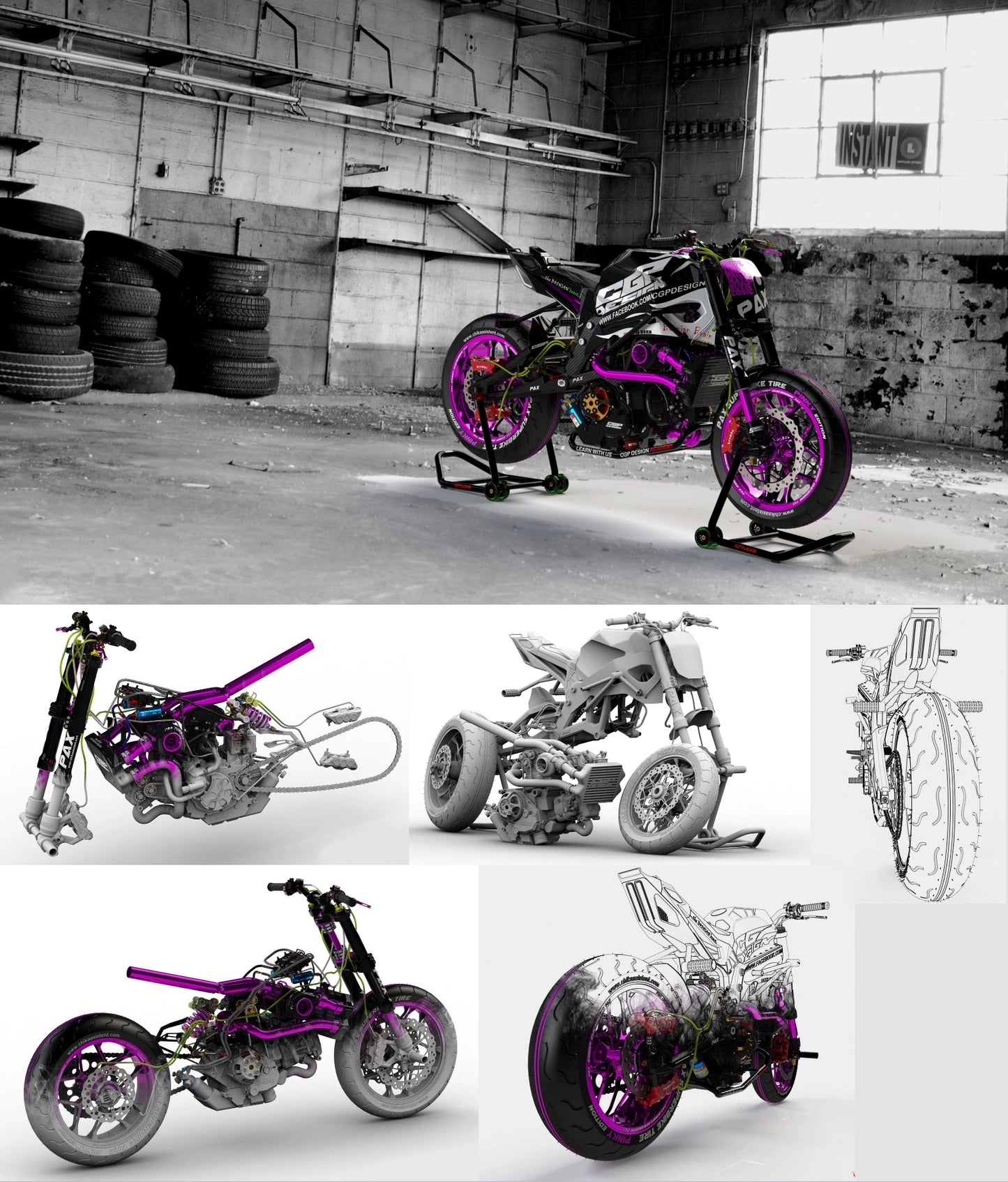 1:6 Scale Motorcycle Street Bike 3D Model Design File Miniature Vehicle Blueprint