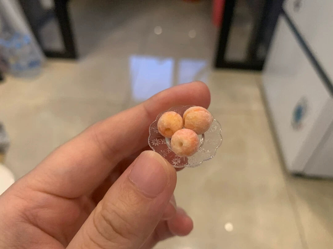 1:12 Scale Miniature Fuzzy Peach Set Of 3 Handmade Dollhouse Decor No Returns
