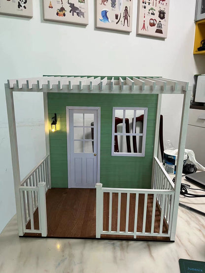 1:6 Scale Miniature Dollhouse Entrance Hall Display Scene With Wooden Cabinet For Photography