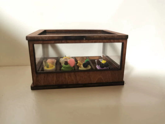 Vitrina para cupcakes en miniatura a escala 1:12, muebles para casa de muñecas
