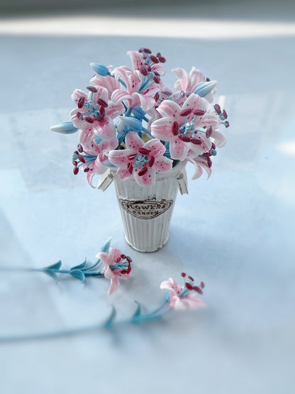 1:6 Scale Miniature Lily Flower Bouquet Morandi Scented Lilies For Blythe Dollhouse