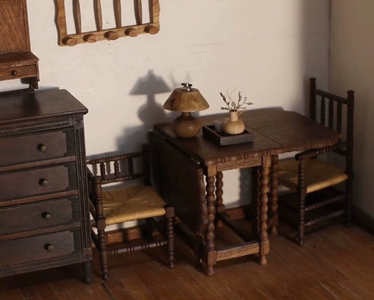 1:6 Scale Walnut Woven Edge Chair Miniature Dollhouse Furniture