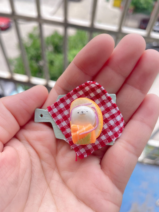 Casa de muñecas de arcilla en miniatura con diseño de león marino, pastelería, juego de comida en miniatura, escala 1:12