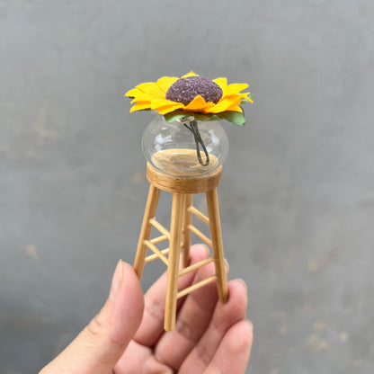 Taburete de madera en miniatura para casa de muñecas a escala 1:12, modelo de accesorio para muebles