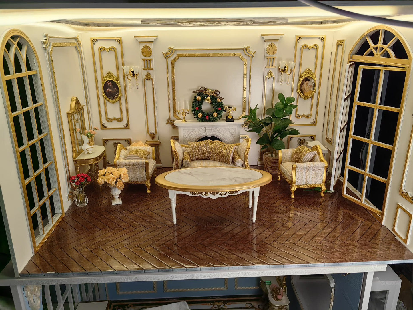 Table basse BJD à l'échelle 1:6, motif marbre, meubles miniatures pour maison de poupée, faits à la main