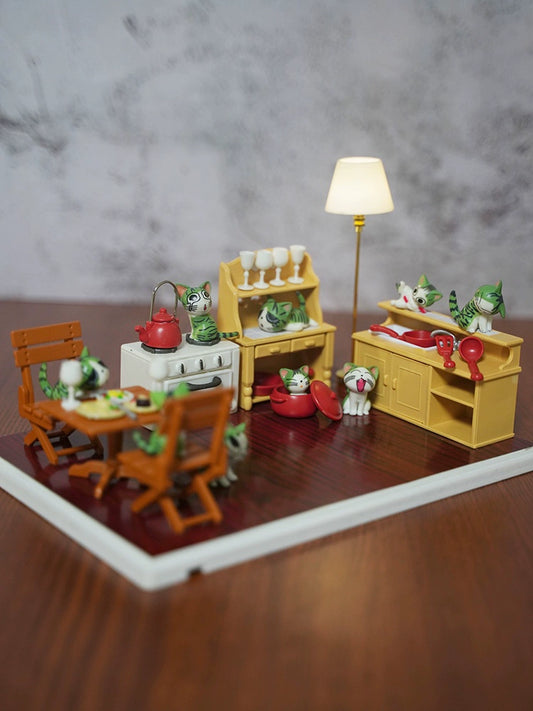 1:12 Scale Dollhouse Miniature Scene Kit with Kitchen, Bathroom, and Bedroom Accessories Plus Surprise Box