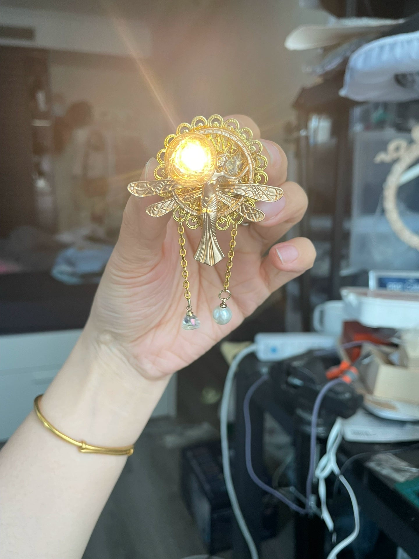 Lámpara de techo para casa de muñecas en miniatura a escala 1:12 con control remoto para accesorios de muñecas Blythe