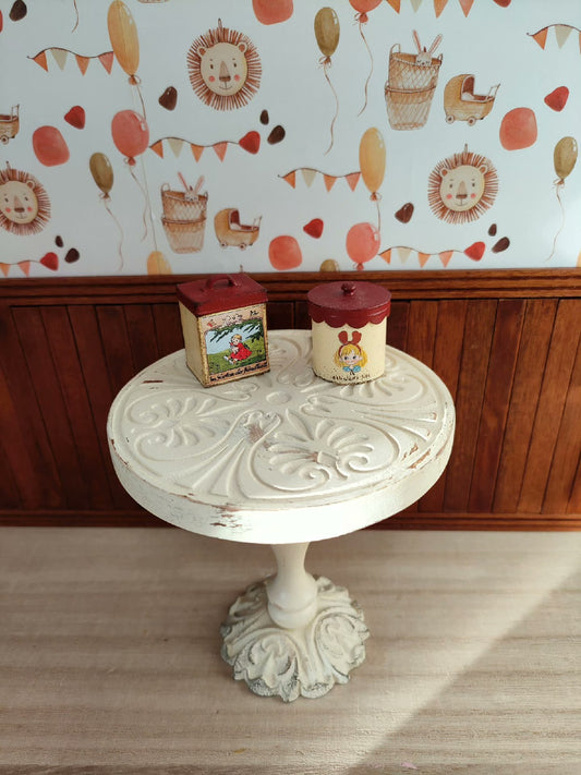 1:6 Scale Miniature Antique White Distressed Carved Table For BJD Doll Blythe Dollhouse Accessory