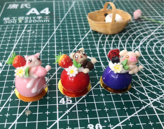 Pastel de arcilla en miniatura a escala 1:12, postre, decoración de comida para casa de muñecas
