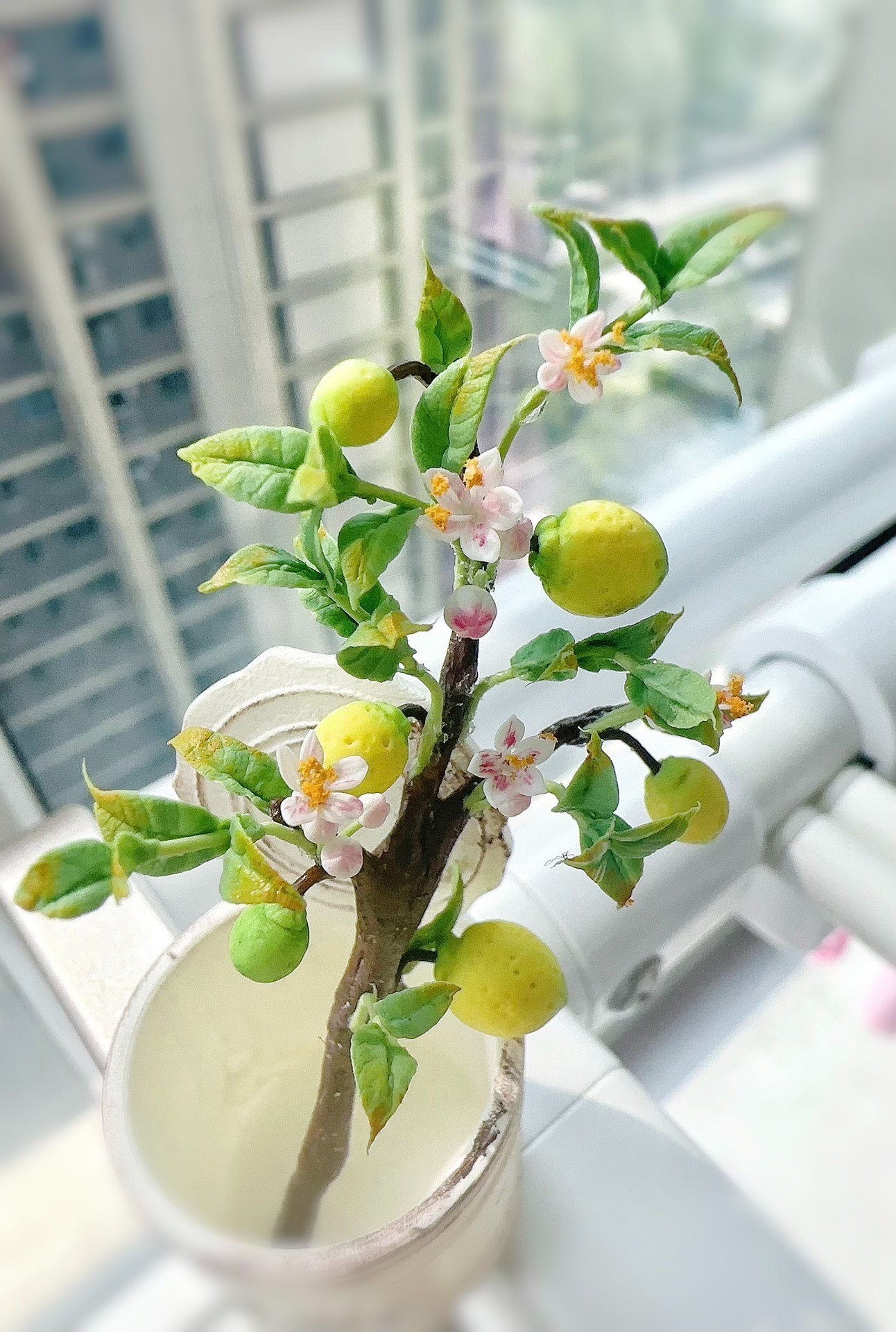 1:6 Scale Miniature Lemon Tree Branch Clay Decoration For Blythe Dollhouse
