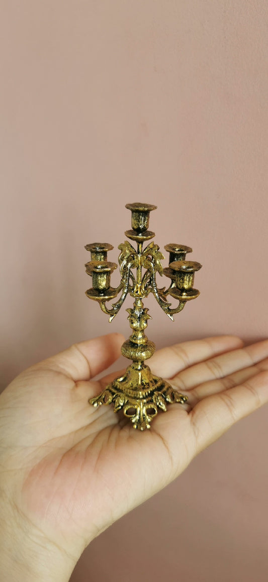1:6 Scale Miniature Gold Five-Head Candle Holder For BJD Dollhouse Accessories