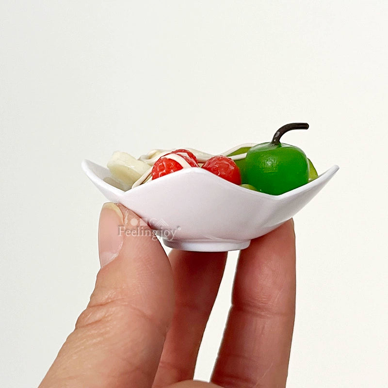 Accesorios para casa de muñecas BJD a escala 1:6, Blythe, té de la tarde, ensalada en miniatura, accesorios para escena, modelo de juego de comida en miniatura, candelabro, silla