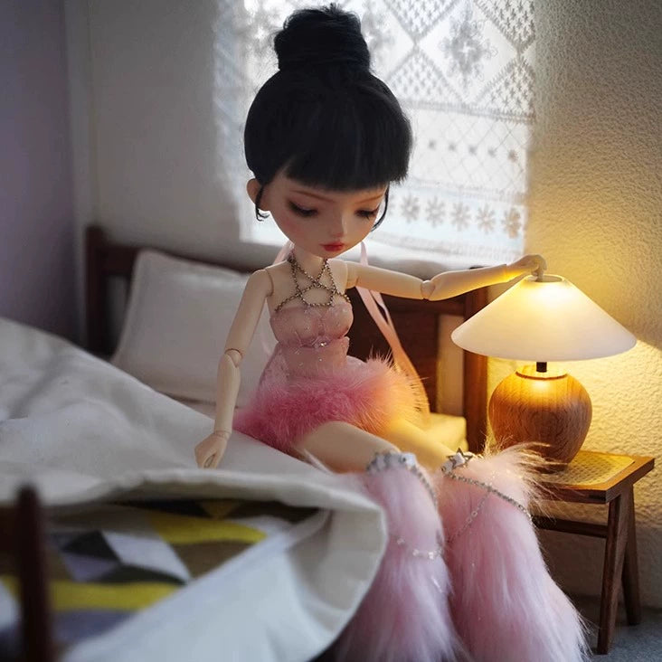 Lámpara de mesa para casa de muñecas en miniatura a escala 1:12 con control táctil y función recargable - Accesorio BJD estilo Wabi Sabi