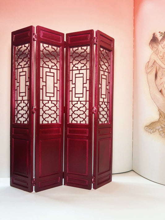 Paravent chinois miniature pour maison de poupée, modèle blanc imprimé en 3D, échelle 1:6