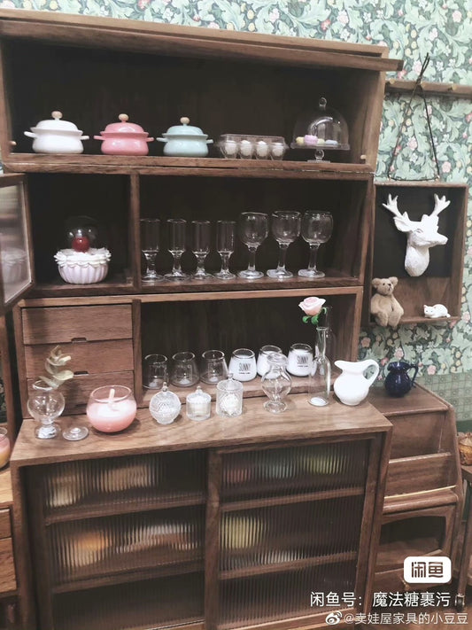 1:6 Scale Wooden Cabinet Miniature Dollhouse Furniture For Blythe And Ob11 Dolls With Multiple Play Options