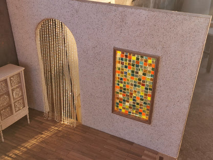 Panel de fondo de vidriera para casa de muñecas en miniatura, escala 1:6, accesorio para muñecas Blythe BJD, escala 1:12