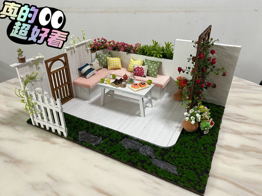 Juego de muebles de casa de muñecas en miniatura para jardín a escala 1:12