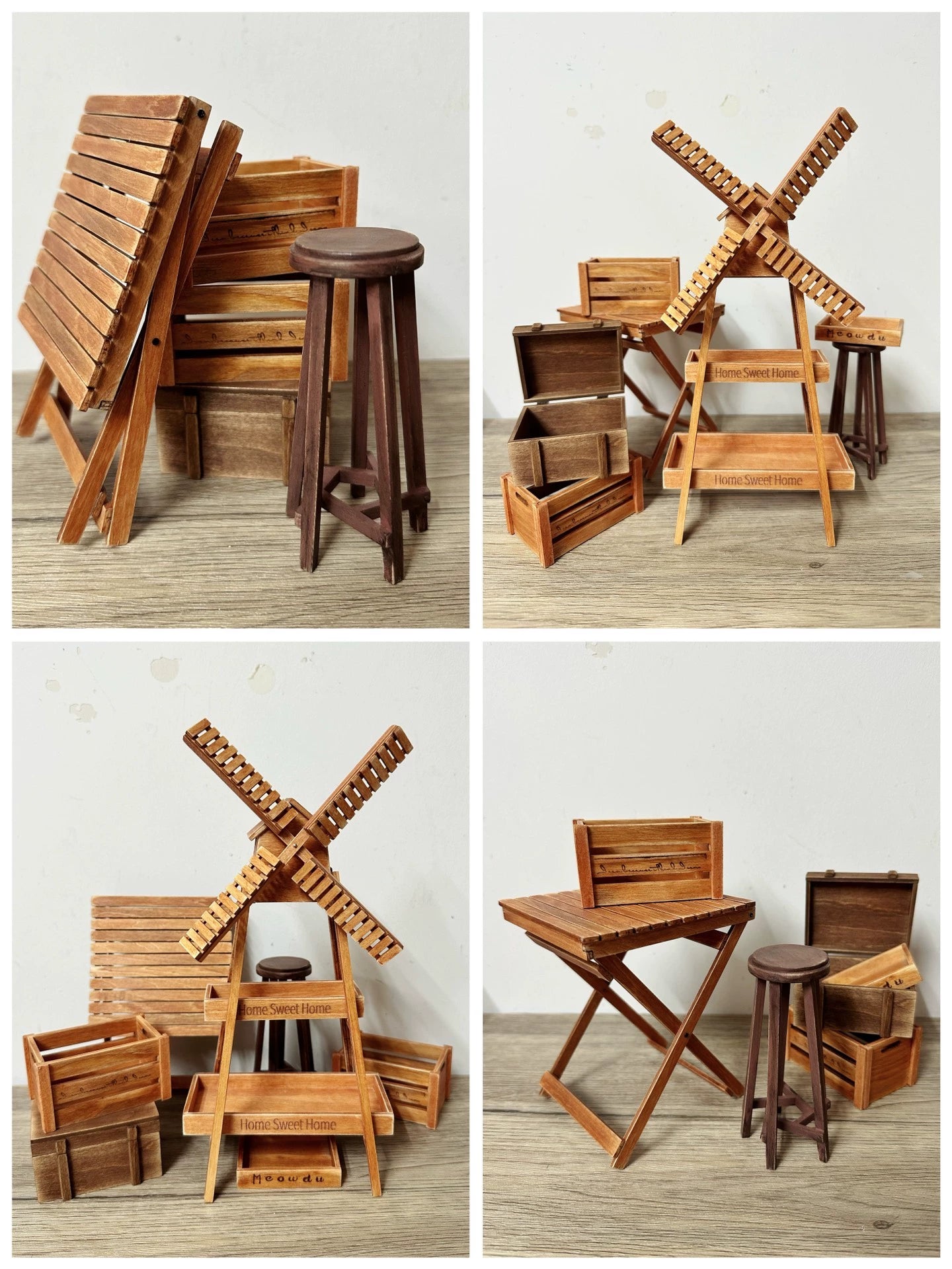 1:6 Scale Nordic Style Miniature Furniture For Blythe And Ob11 Dolls Custom Handmade Wooden Cabinet Living Room Decor
