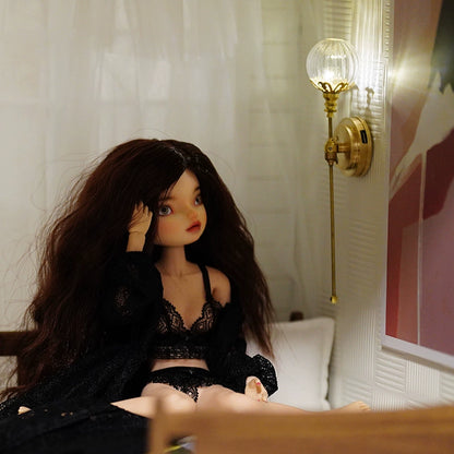Lámpara de pared con bola de cristal para casa de muñecas en miniatura a escala 1:6, ideal para decoración BJD y Blythe.